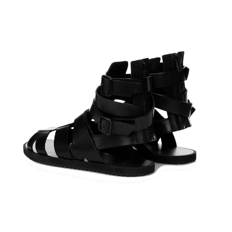 Black Sandals Men 2022 Summer Buckle Sandals Boots