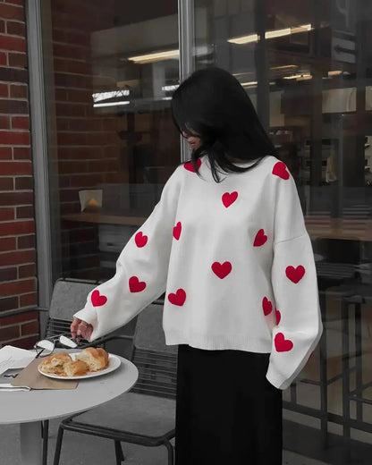 Embroidered Red Heart Sweater