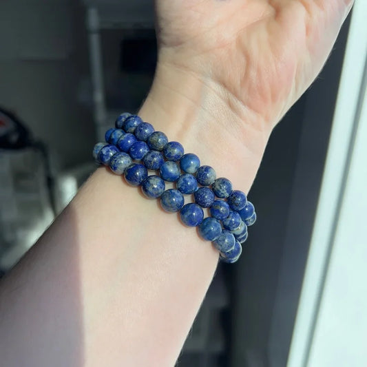 Lapis Lazuli Bracelet 8mm beads, length 6.25″ (15.9cm)