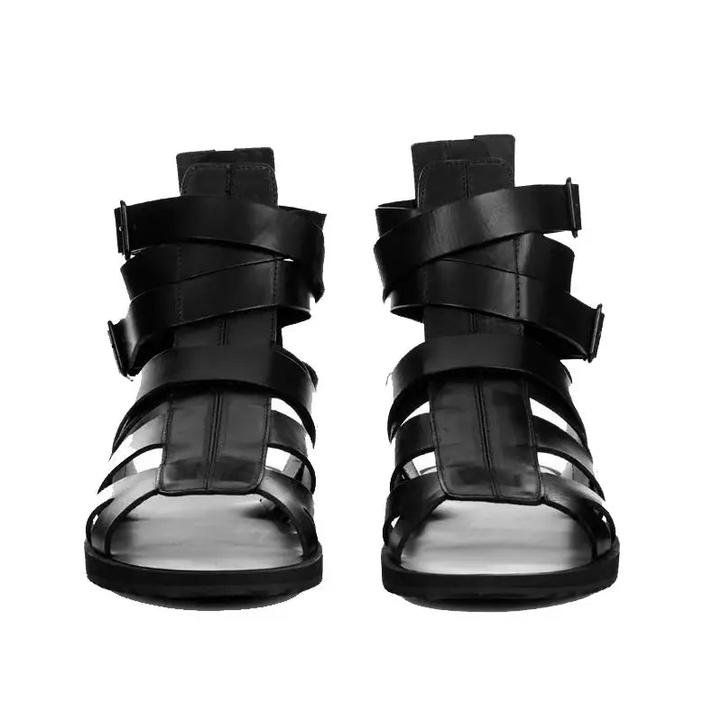 Black Sandals Men 2022 Summer Buckle Sandals Boots