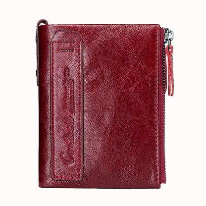 Genuine Leather Wallets for Women Short Bifold Fashion Women